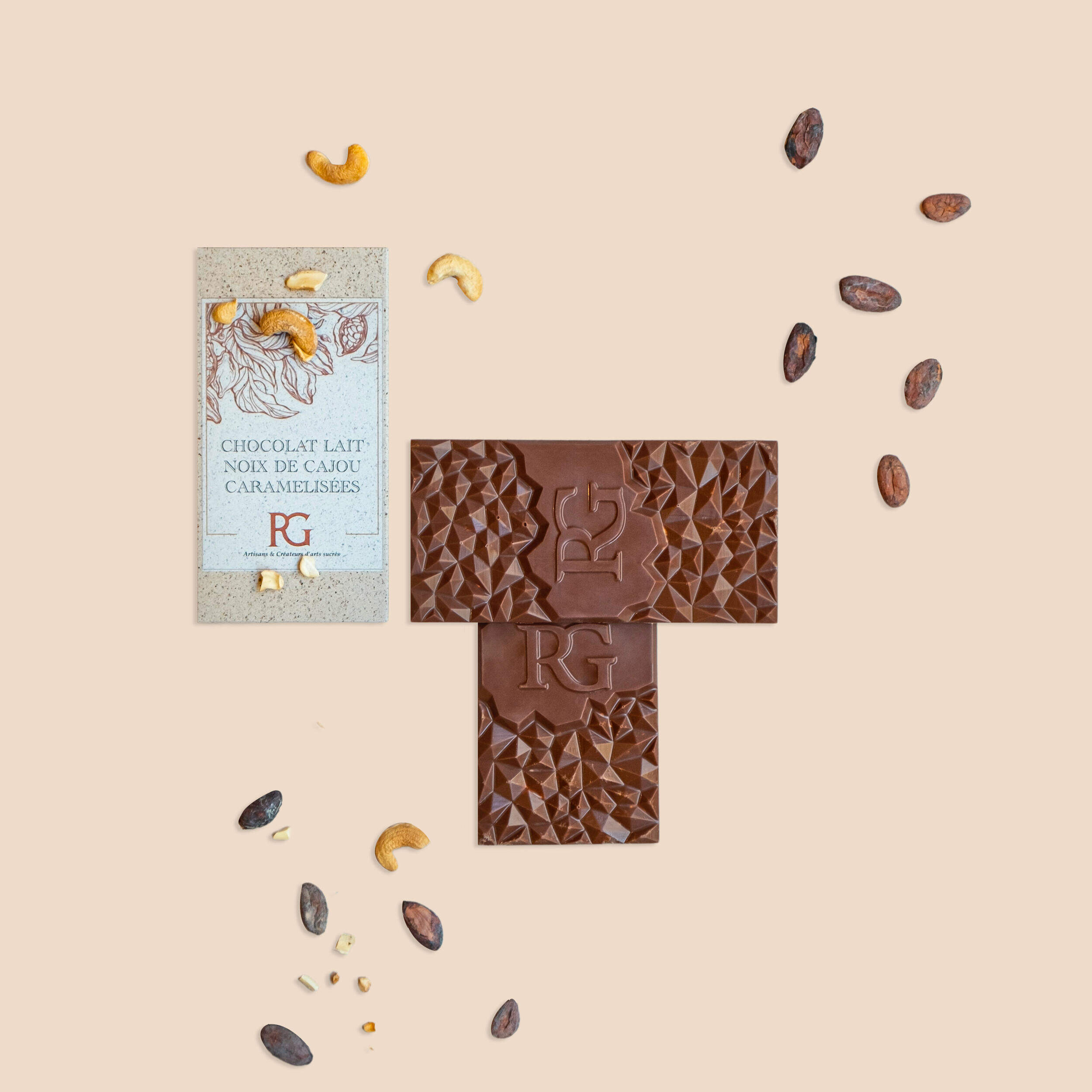 Chocolat au lait noix de cajou caram&eacute;lis&eacute;es