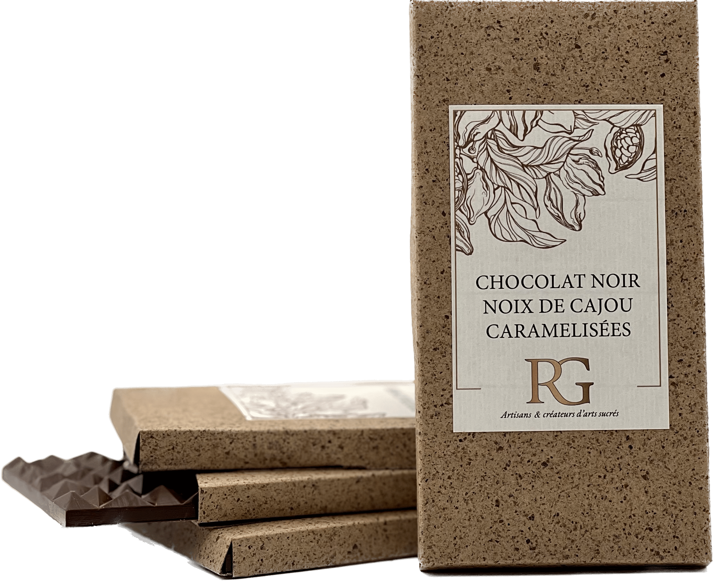 Chocolat noir 70% noix de cajou caram&eacute;lis&eacute;es
